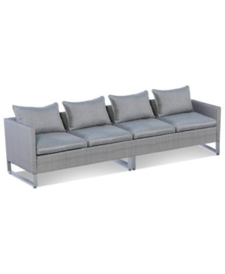 2-Piece Outdoor PE Wicker Patio Sofa Conversation Set with Cushions and Sofa Clips, 52 in Wide