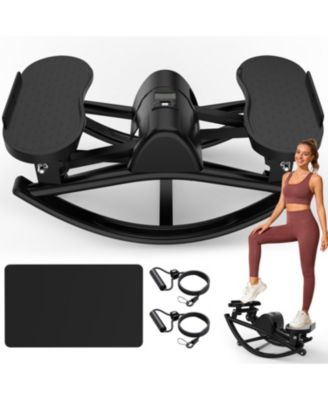 Lateral Rocking Fitness Stepper, with Resistance Bands and Anti-Slip Mat and LCD Monitor, Aerobic Workout Machine Fitness Equipment