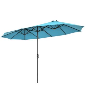15 ft Double-Sided Patio Umbrella with Hand-Crank System