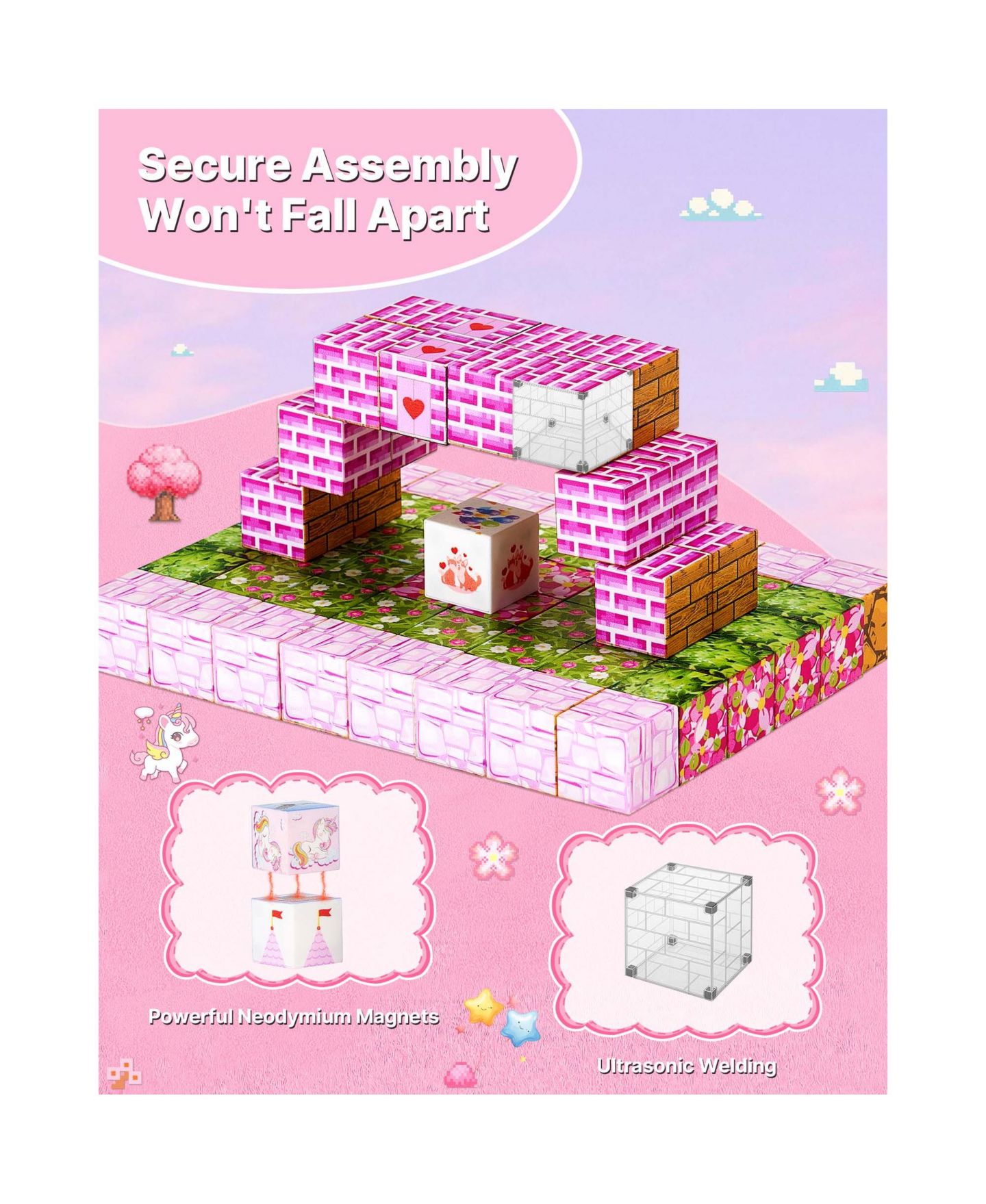 Детский конструктор HONGGE Princess Castle 100-Piece Magnetic Building Set, Ages 3+ — фото 3