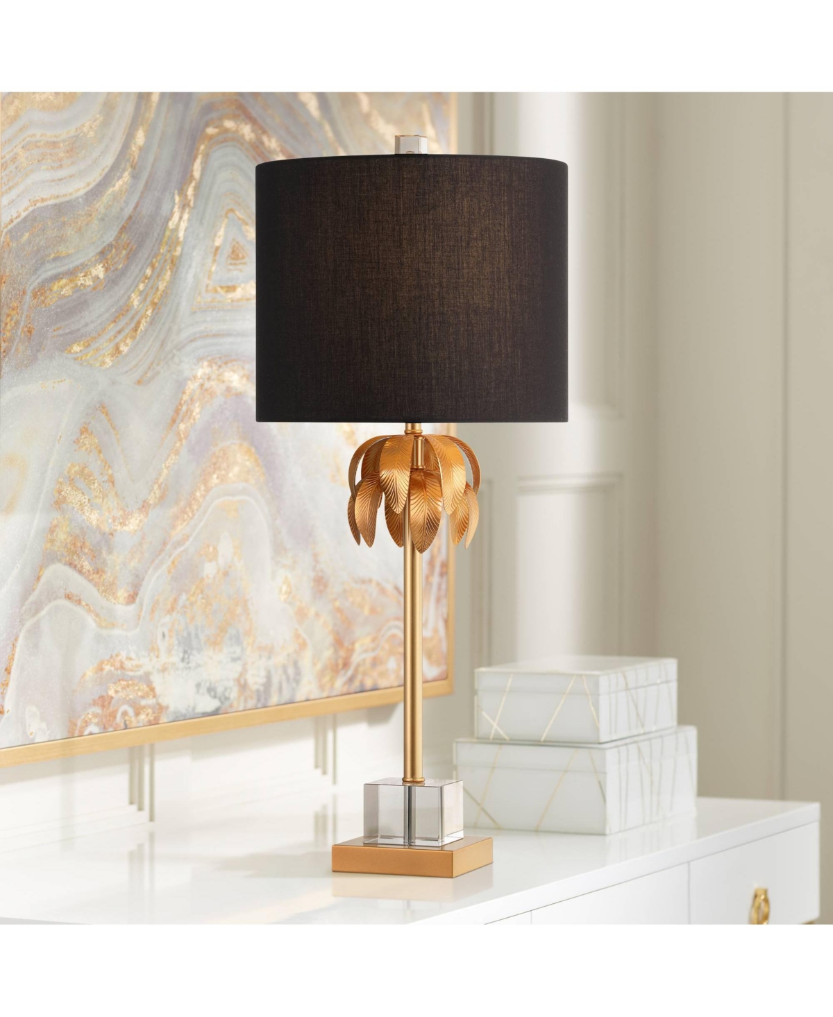 Vienna Full Spectrum Monaco 27 1/2" High Crystal and Brass 3-Way Table Lamp