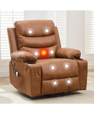 Power Lift Recliner, Oversized Electric Recliners Elderly Heat Massage, Home Theater 2 Cup Holders, Reclining Single Sofa Chair Living Room