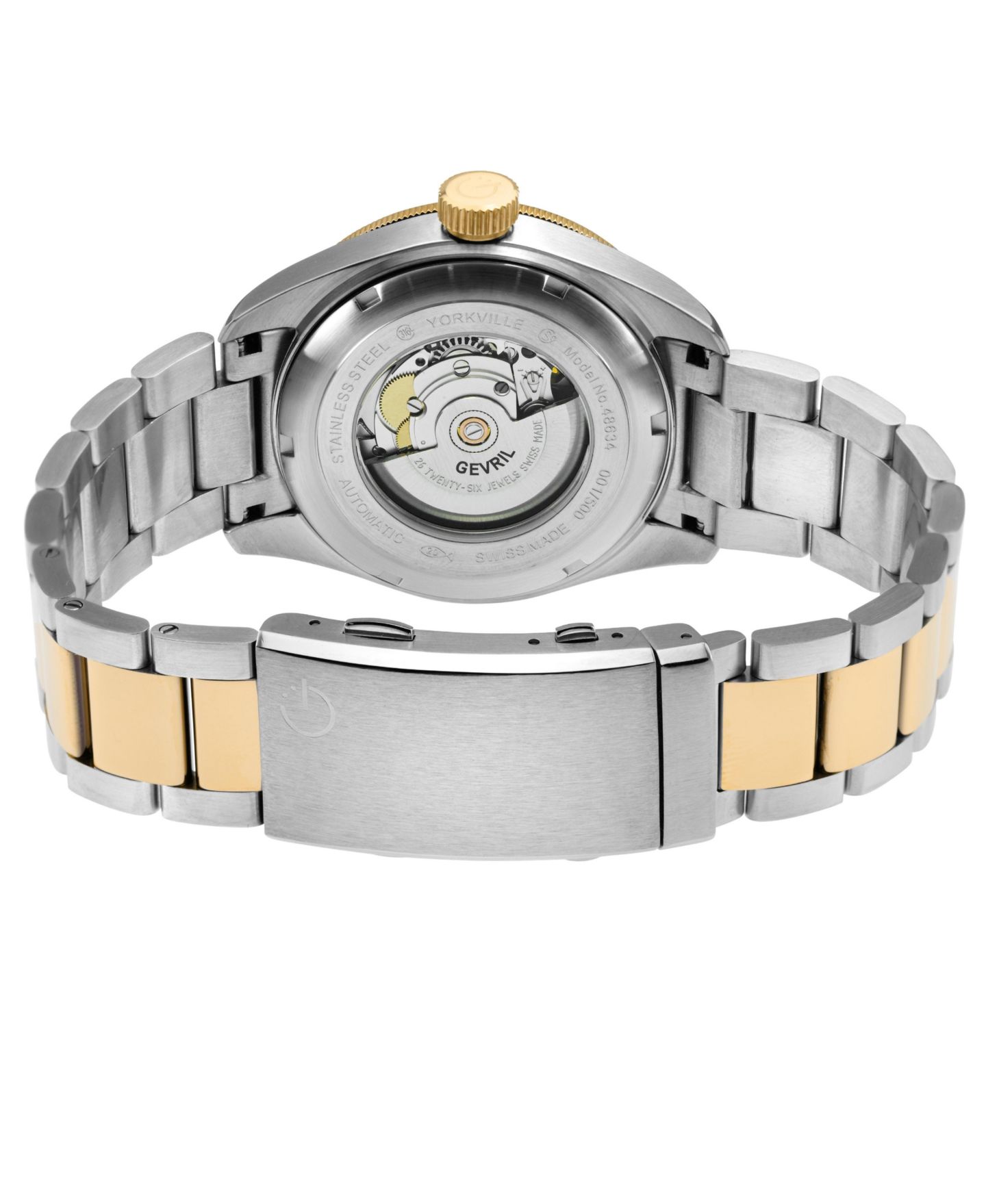 Мужские часы Gevril Swiss Made Yorkville Swiss Automatic Two tone Stainless Steel Bracelet Watch — фото 2