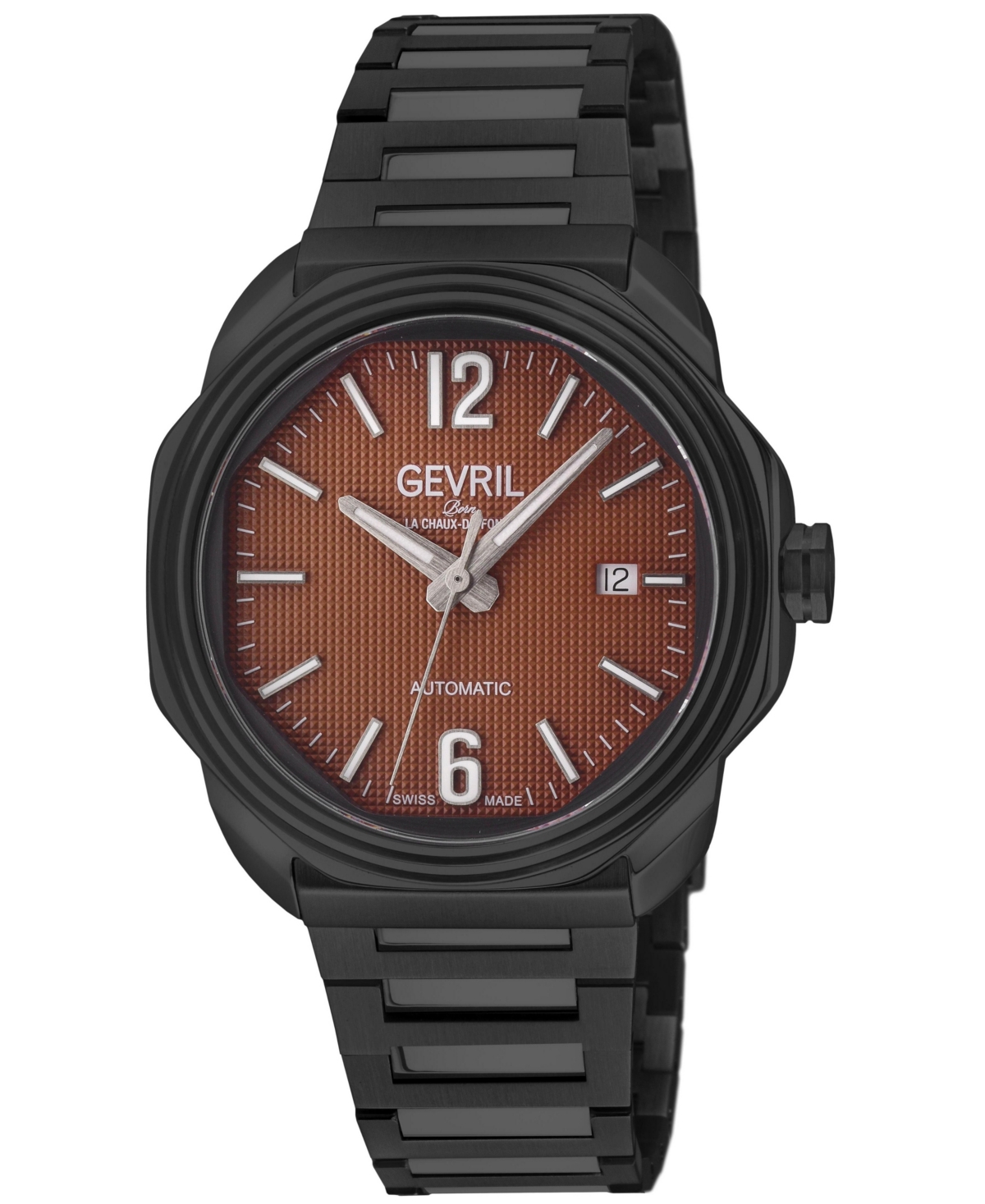 Gevril Men's Swiss Made Roosevelt Swiss Automatic Ip Stainless Steel Bracelet Watch