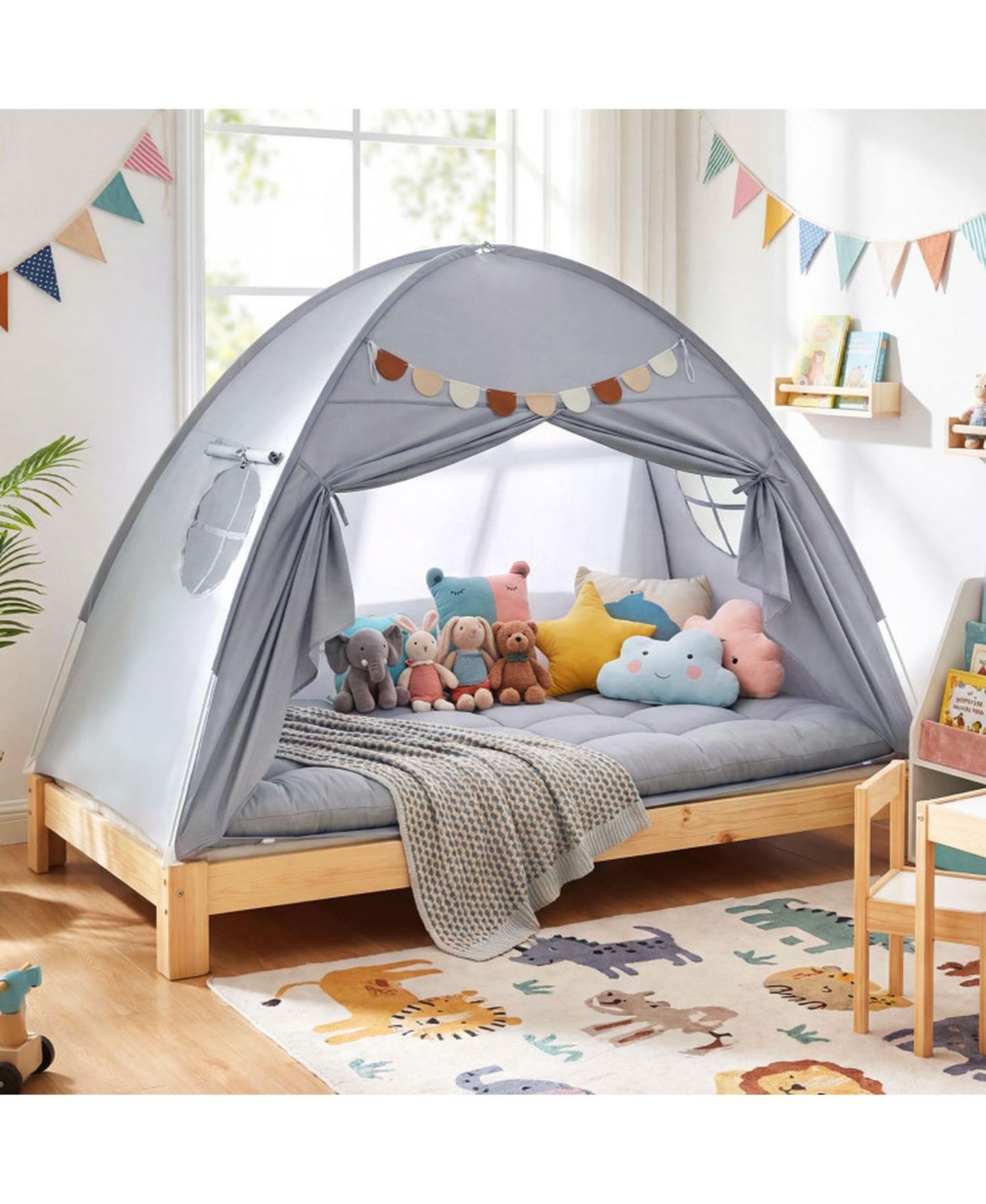 Детская игрушка HONGGE Machine-Washable Indoor Twin-Size Canopy Tent, Ages 3+, цвет: Меланжевый серый — фото 2
