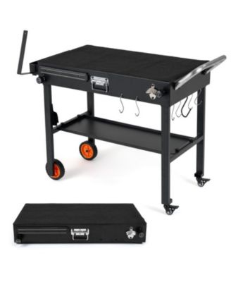 Folding Grill Cart for 17 and 22 in Griddles with Heat-Resistant Mat