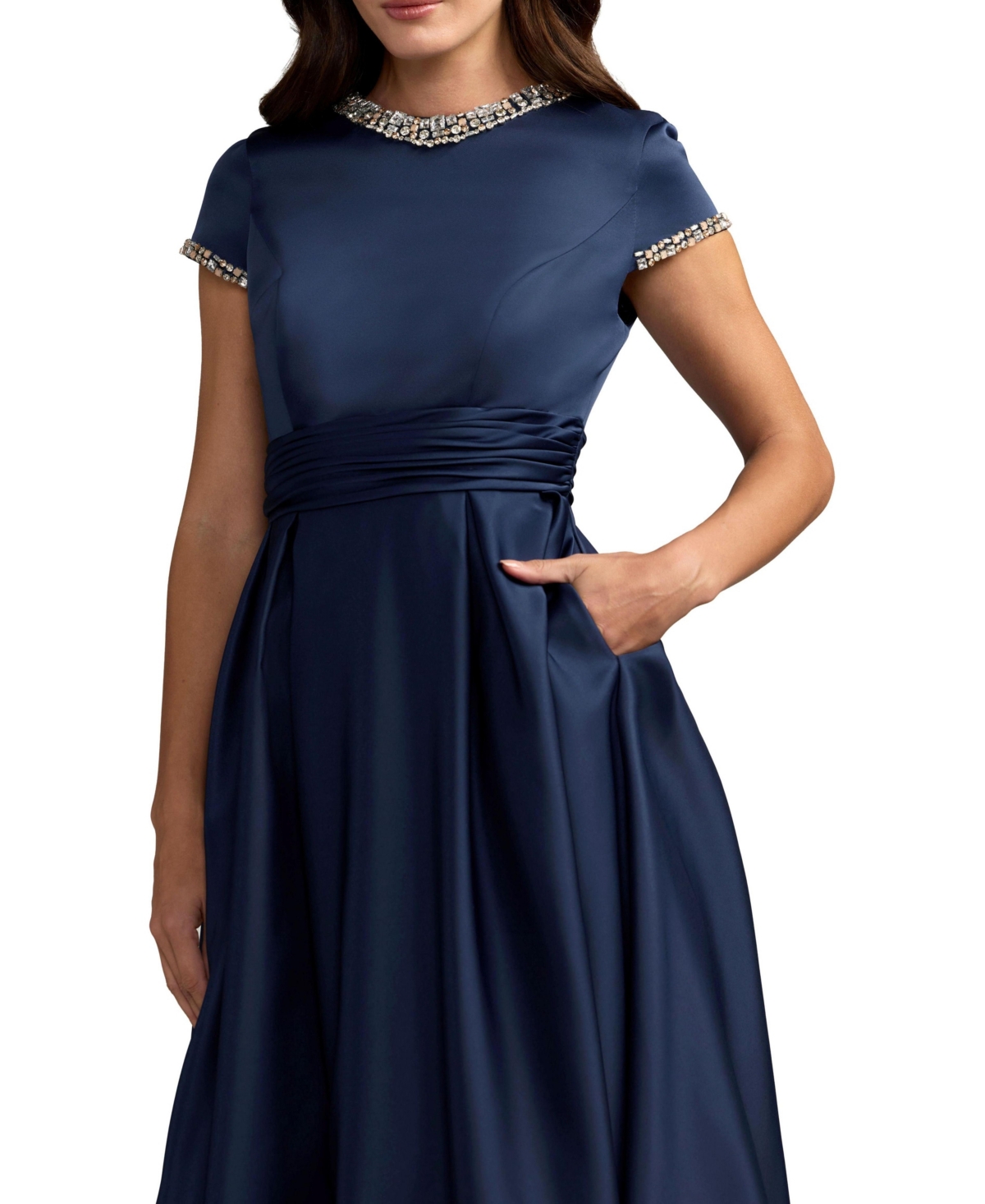 Mac Duggal Women's Embellished Satin Cap Sleeve Ball Gown