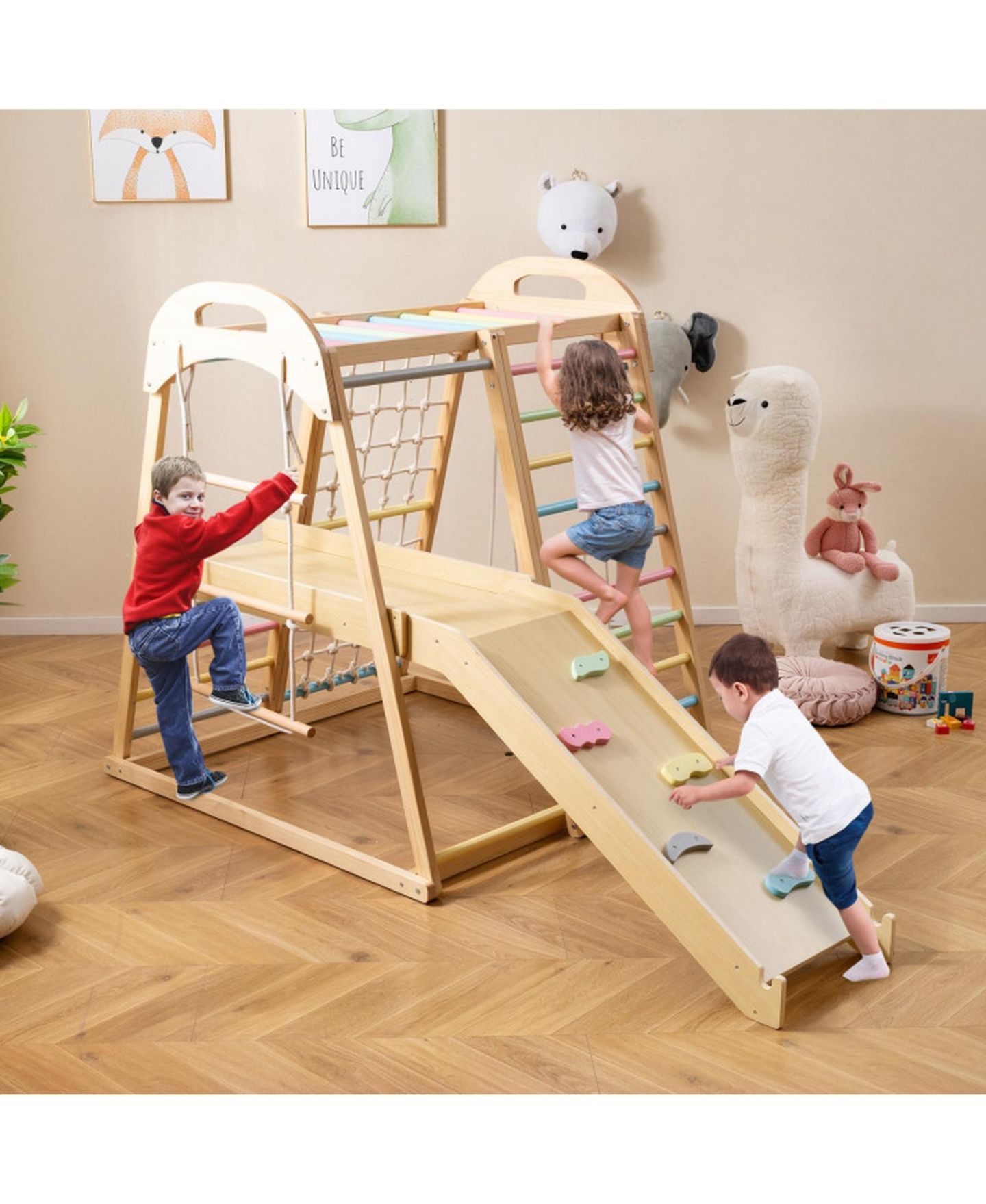 Детский игровой набор SUGIFT 8-in-1 Wooden Climber Playset with Slide & Monkey Bars, Ages 3-5, цвет: Open Miscellaneous — фото 10