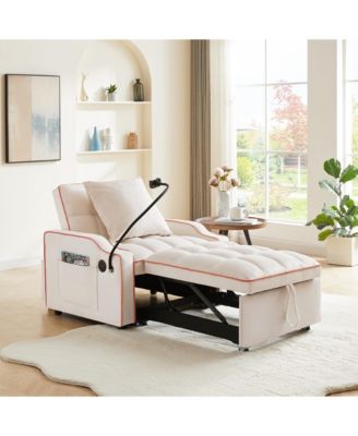 3 In 1 Convertible Sleeper Sofa Chair Bed With Adjustable Backrest and Phone Holder