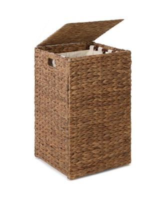 Small Laundry Hamper With Lid, Handwoven Laundry Basket, With Washable Liner and Handles