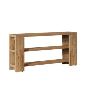 Wood Console Table with 3 Open Storage Shelves