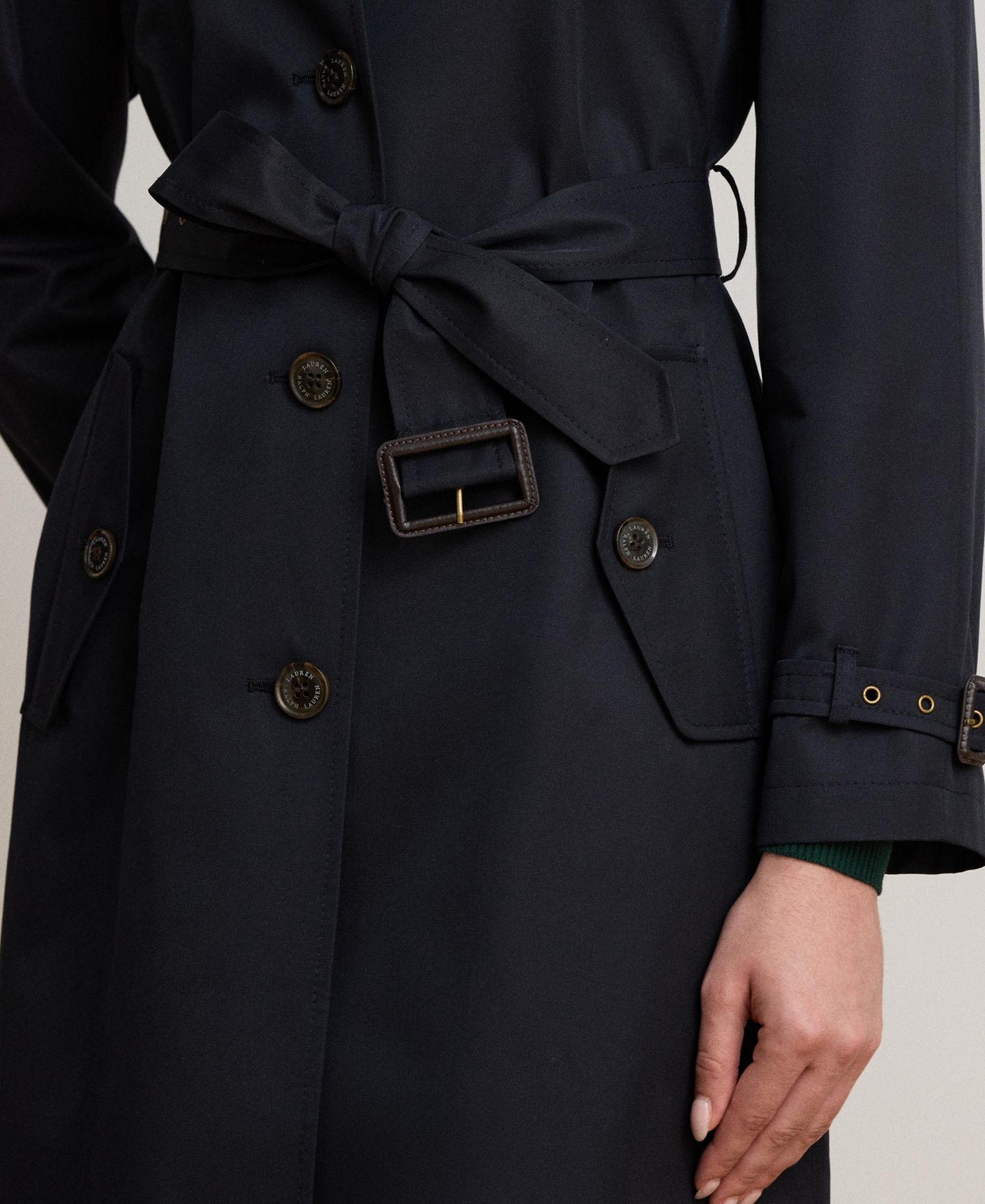 Женское пальто Lauren Ralph Lauren Belted Lined Trench, цвет: Тёмный тёмно-синий — фото 5