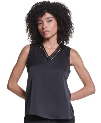 Women's Sleeveless V-Neck Blouse Top