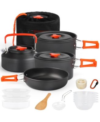 Lightweight Non Stick Camping Cookware Set Stackable Outdoor Hiking Mess Kit with Storage Bag