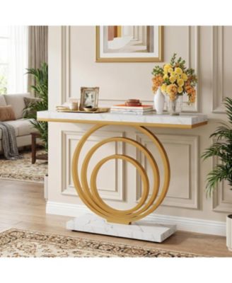 41" Gold Console Table with Marble Top