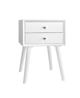 End Table with Drawers and Storage Wooden Mid-Century Accent Side