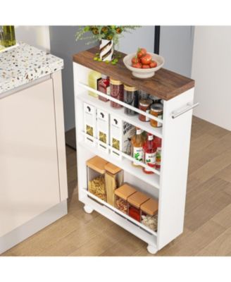 4-Tier Slim Rolling Storage Cart with Handle