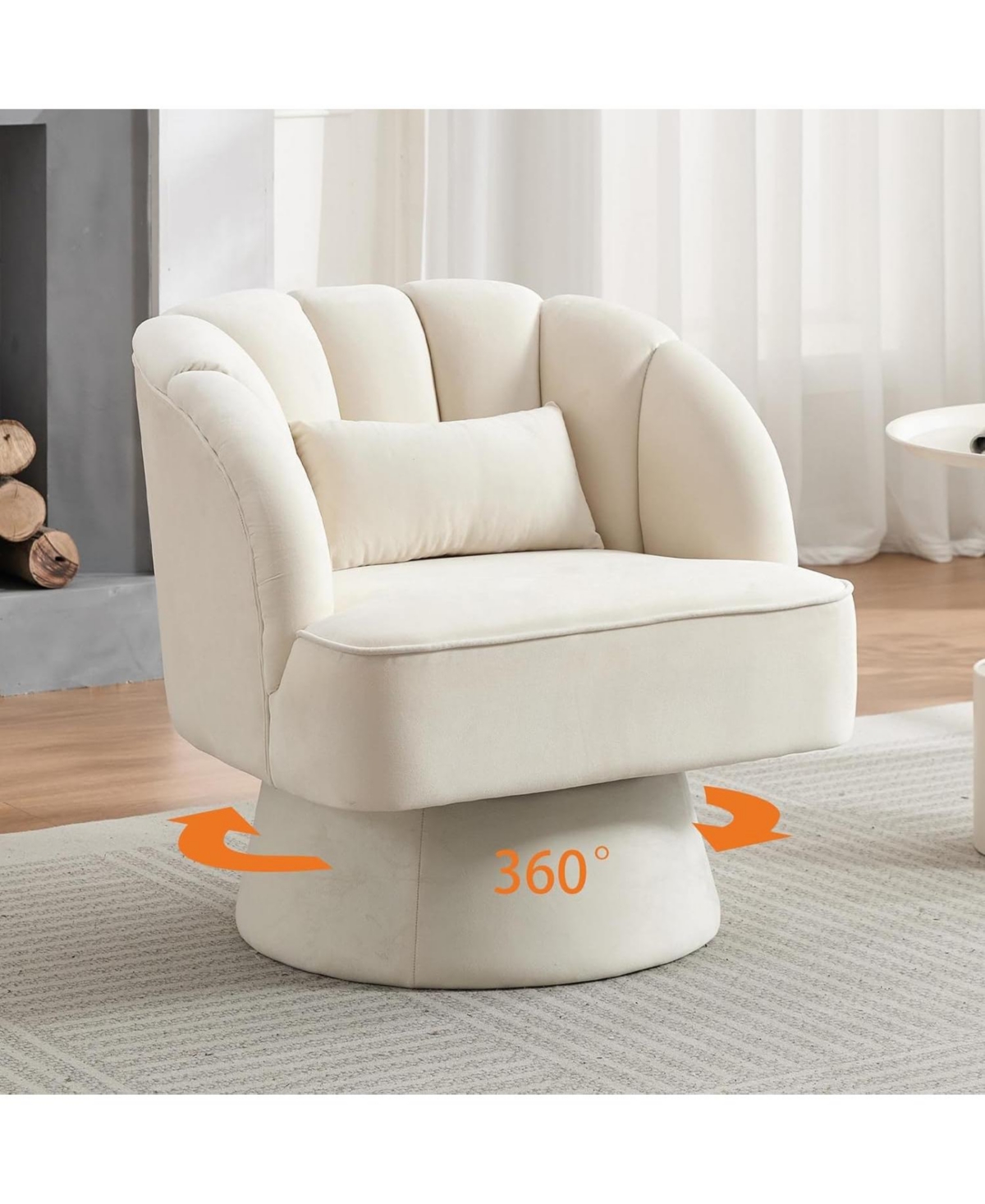 gaomon Swivel Accent Chair with Armrests, 360degree(s) Mid Century Modern Barrel Chair, Cozy Velvet Armchair for Living Room, Bedroom