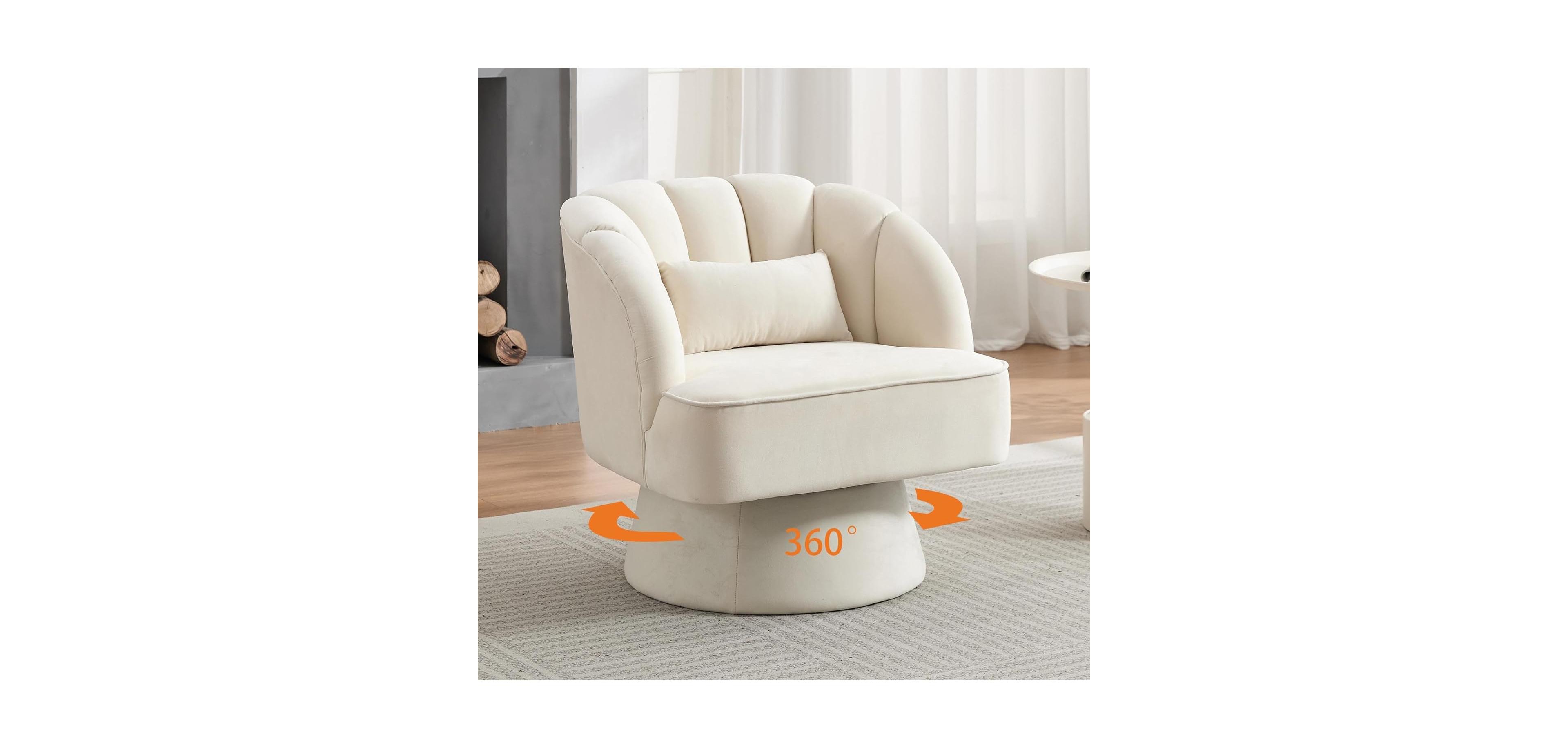 gaomon Swivel Accent Chair with Armrests, 360degree(s) Mid Century Modern Barrel Chair, Cozy Velvet Armchair for Living Room, Bedroom
