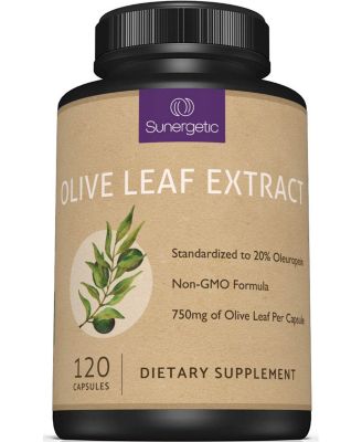Olive Leaf Extract Capsules, 750 Milligram, Standardized to 20 Percentage Oleuropein, 120 Count