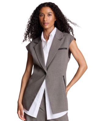 Women's Sleeveless Notch-Collar Button-Front Vest
