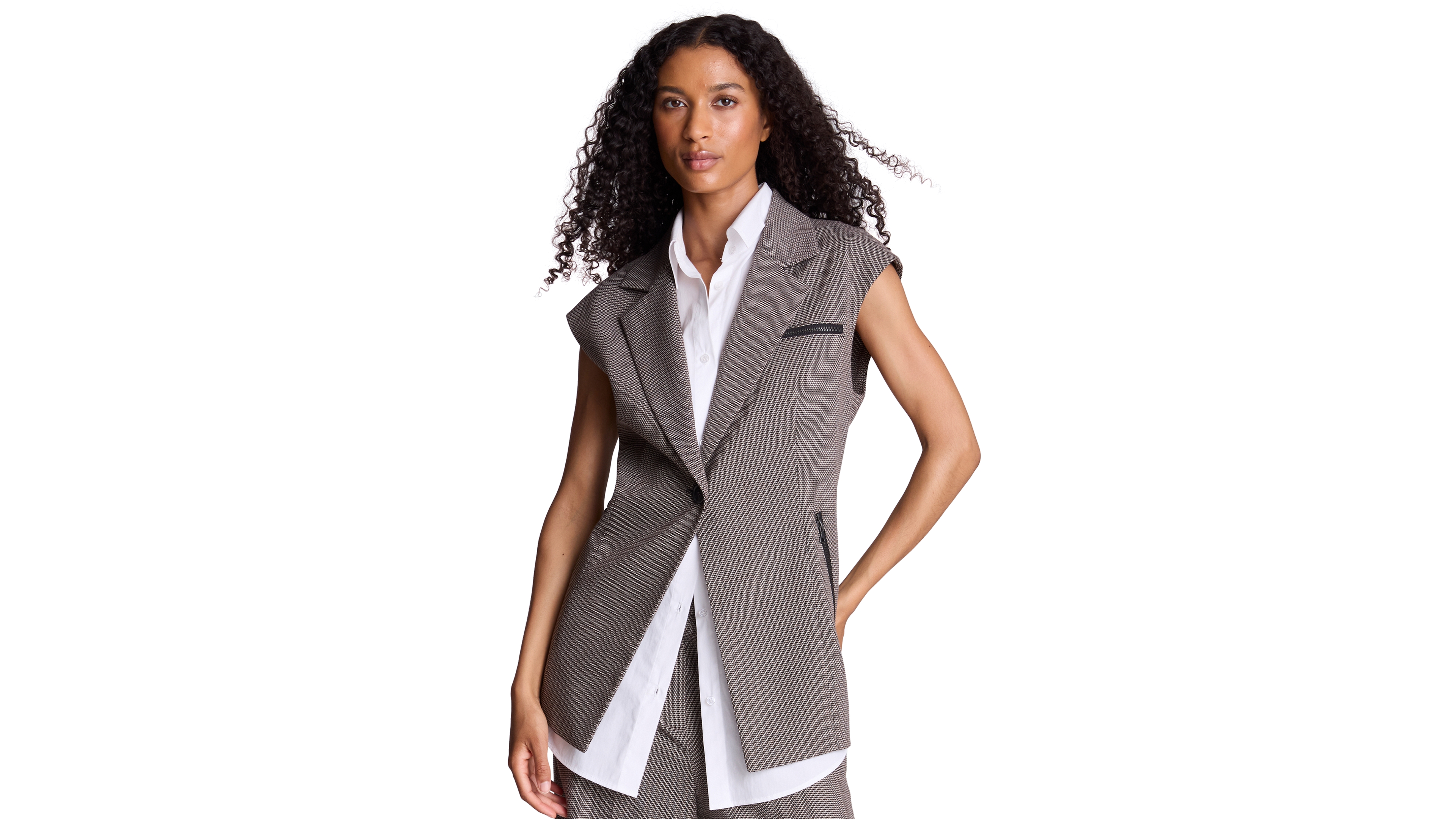 Kenneth Cole Women's Sleeveless Tweed Lined Vest