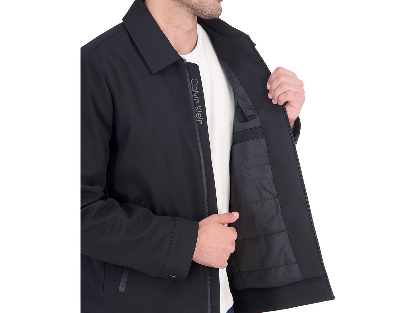 Мужская куртка Calvin Klein Shirt Collar Flex Tech Quilted Inner, цвет: Чёрный — фото 4