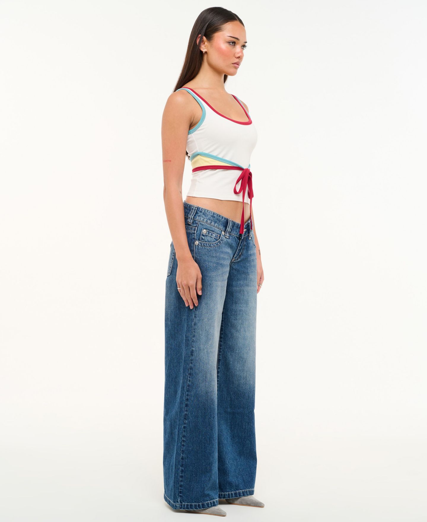 Женские джинсы Abrand Juniors' Evelyn Wide-Leg Low-Rise, цвет: Пастельный синий — фото 3
