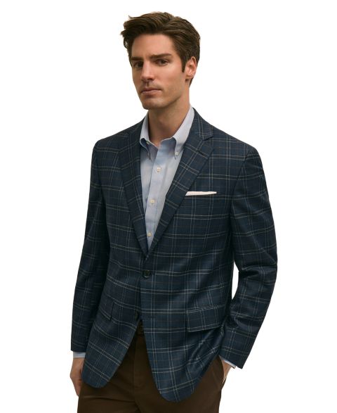 Мужской пиджак Brooks Brothers Classic-Fit Long-Sleeve Sport Coat, цвет: Синий клетчатый