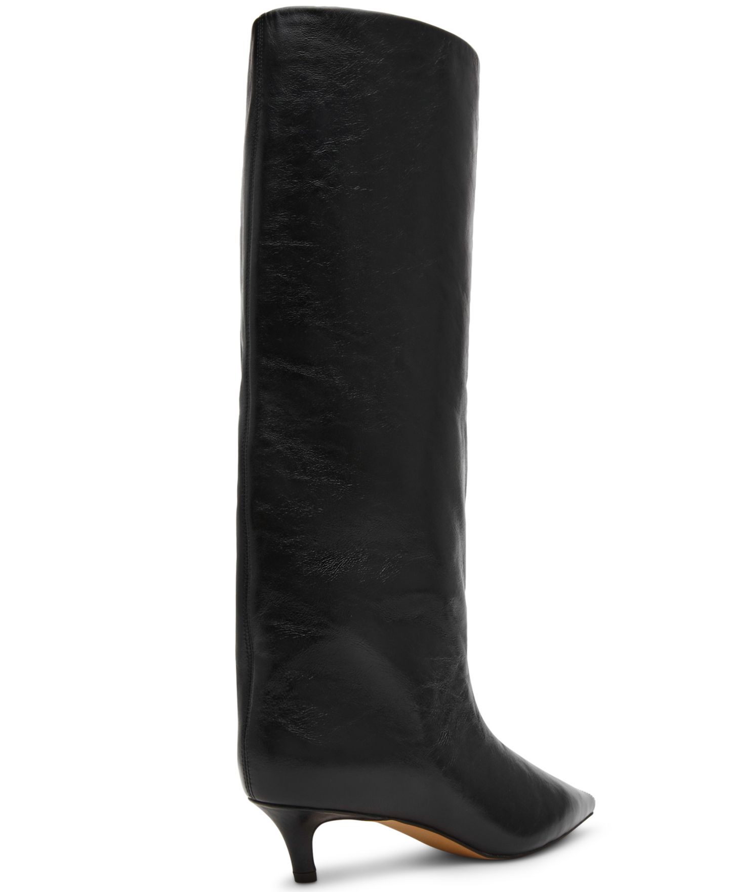 Женские ботинки Steve Madden Lychee Kitten-Heel Stovepipe Knee-High Dress Boots, цвет: Чёрный блестящий — фото 7