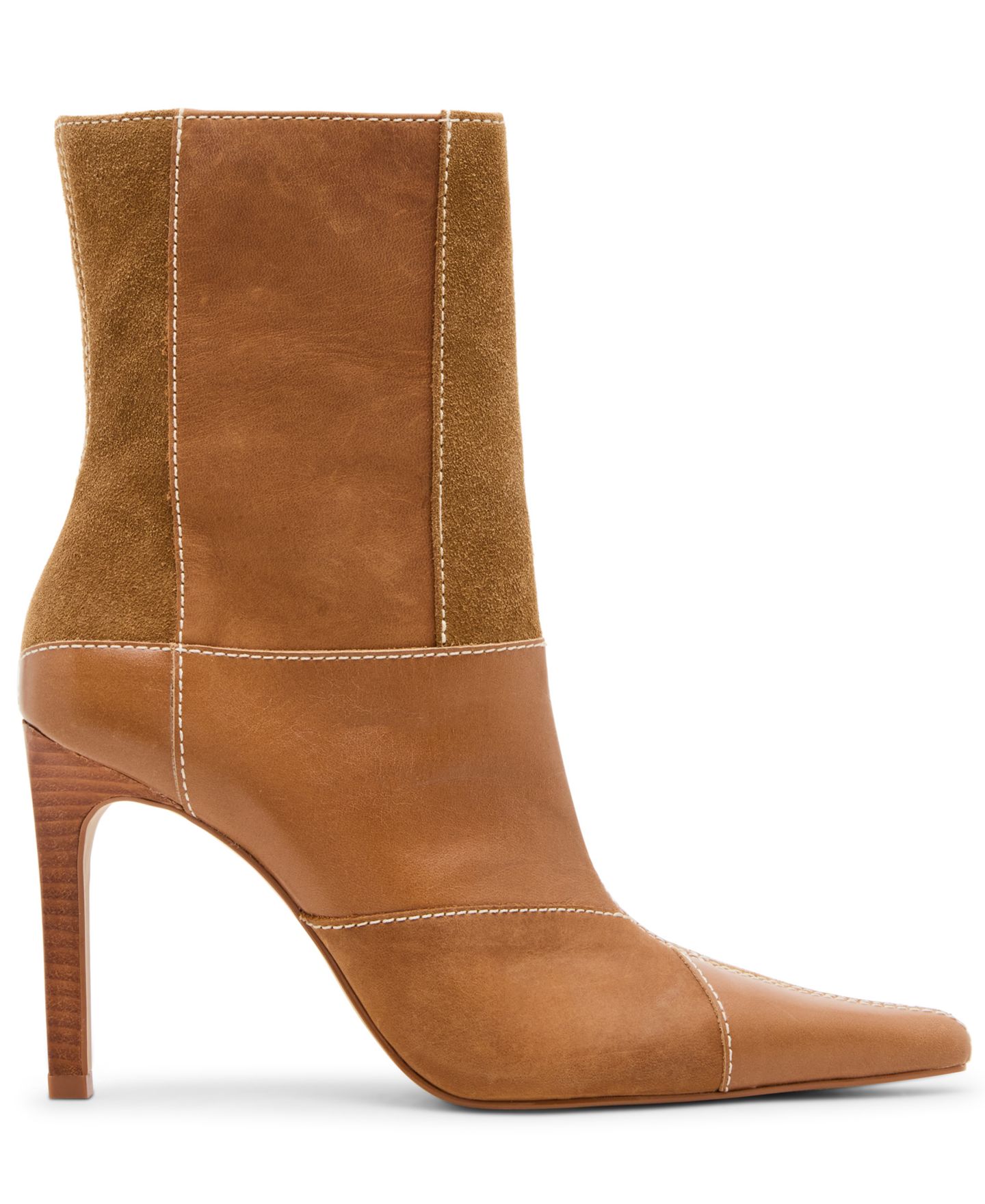 Женские ботинки Steve Madden Trial-Patch Patchwork Pointed Toe High Dress Booties, цвет: Карамельный / Рыжевато-коричневый разноцветный — фото 2