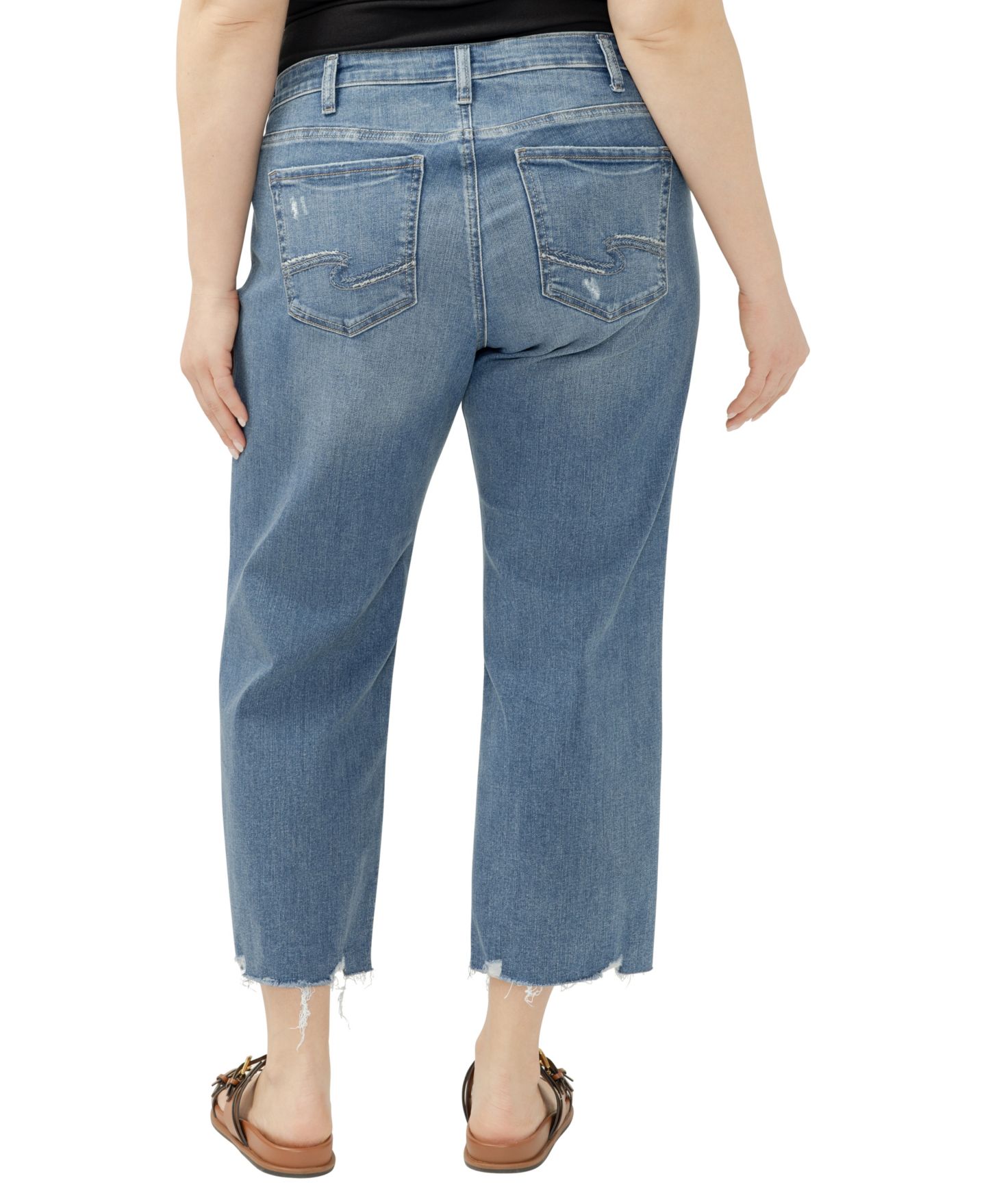 Женские джинсы Silver Jeans Co. Plus Size Chelsea Boyfriend Mid-Rise Straight-Leg, цвет: Kickin It — фото 5