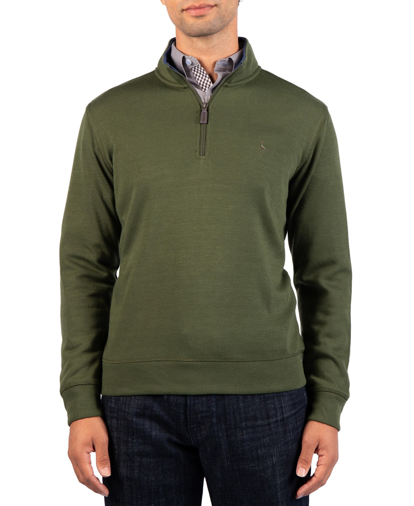 Мужской свитер Tailorbyrd French Rib Quarter Zip, цвет: Армейский зелёный — фото 1