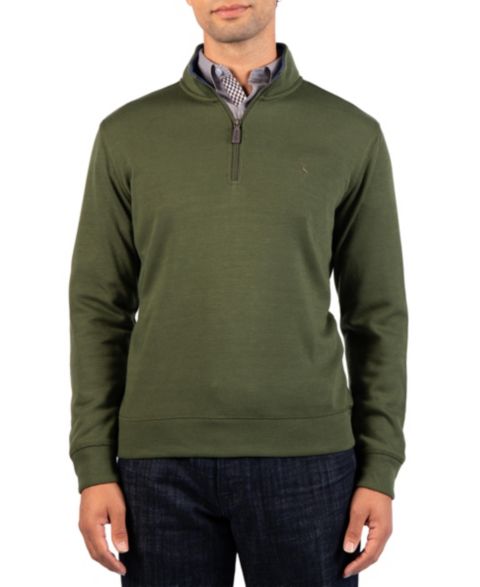 Мужской свитер Tailorbyrd French Rib Quarter Zip, цвет: Армейский зелёный