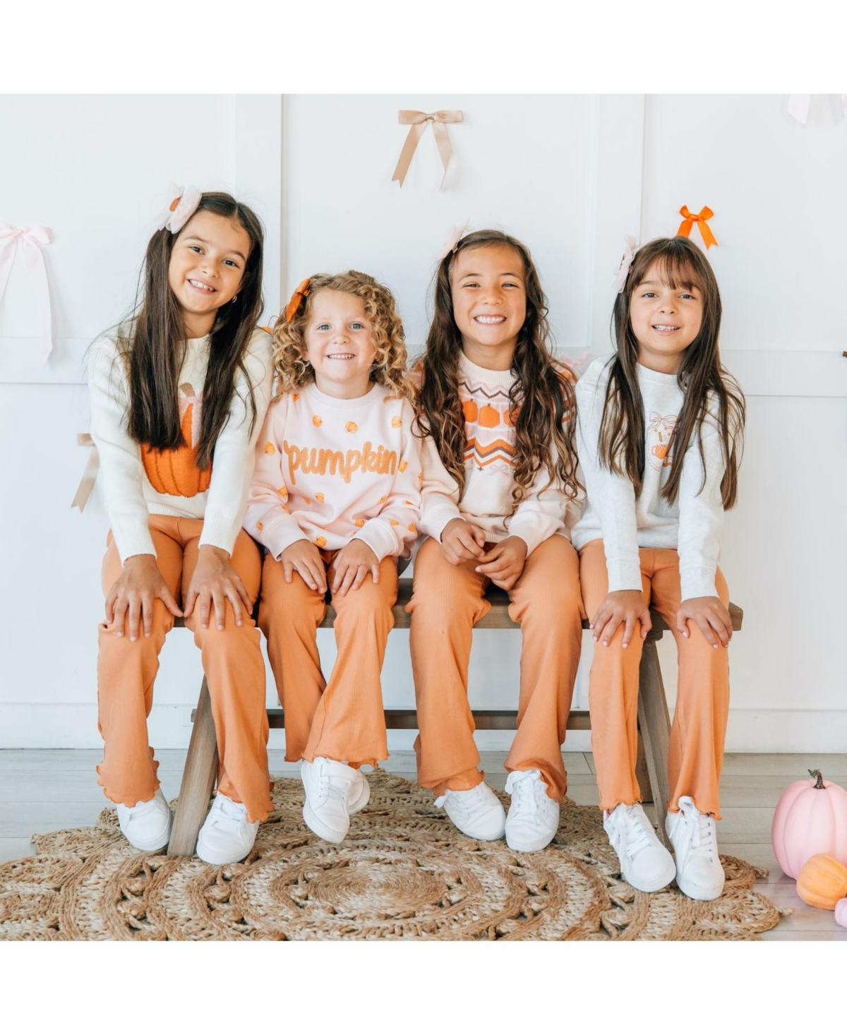 Sweet Wink Little Girls (5 - 8) Pumpkin Stitch Patch Sweatshirt