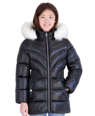 Girls' 7-16 Heavy Weight Stadium Length Hooded Jacket