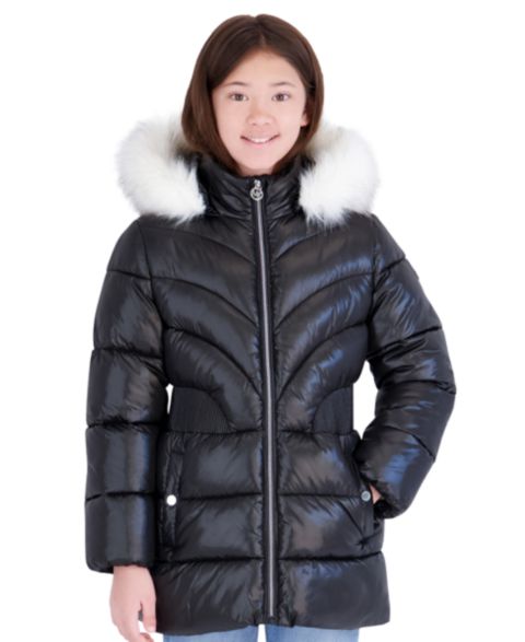 Куртка Michael Kors Heavy Weight Stadium Length Hooded для девочек, цвет: Чёрный