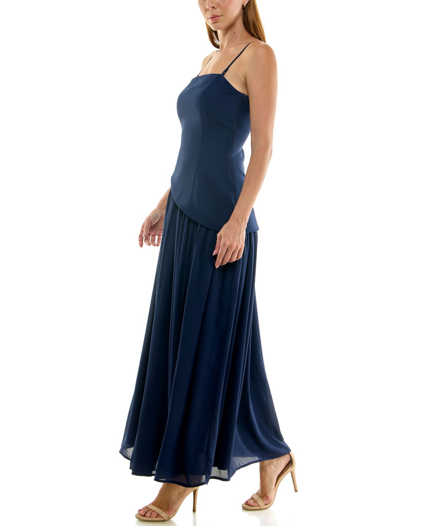 Женские платья RARE Juniors' Strapless Asymmetrical Corset-Inspired Chiffon Gown, цвет: Тёмно-синий — фото 2