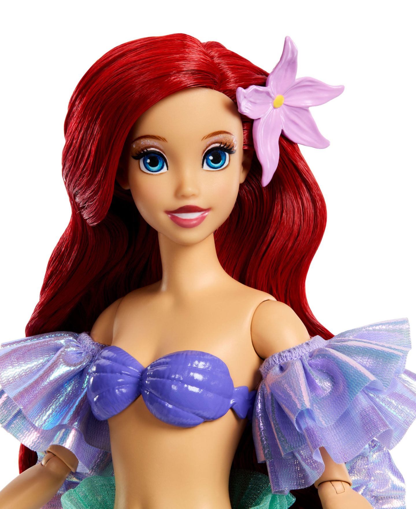 Детская кукла Disney Princess Sparkling Princess Series Ariel Removable Tail & Sleeves Fashion Doll, Ages 4+ — фото 3