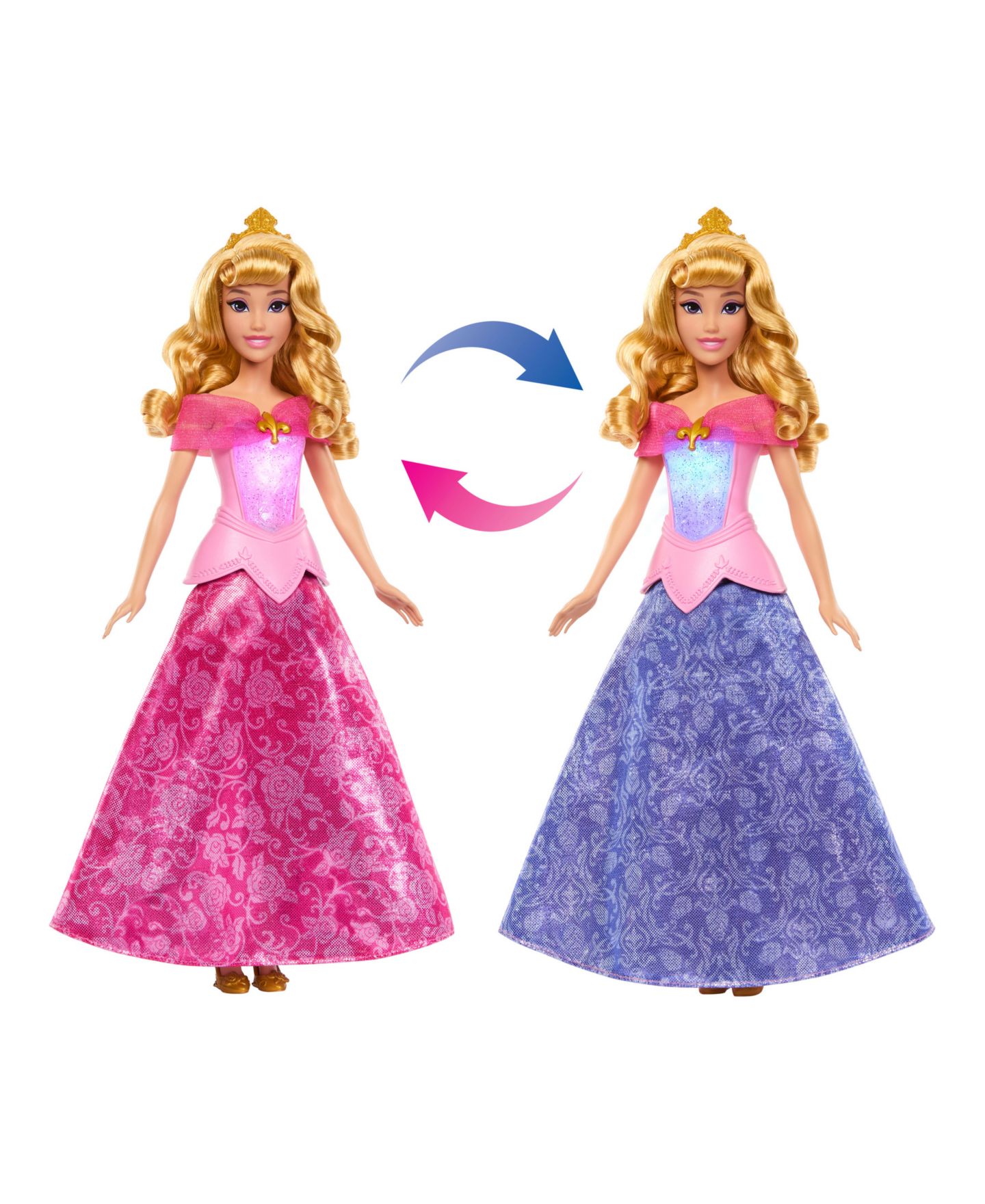 Детская кукла Disney Princess Aurora 13" Transforming-Dress Light-Up Fashion Doll, Ages 3+ — фото 5