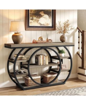 47" Console Table, 5-Tier Industrial Entryway Table with Metal Frame