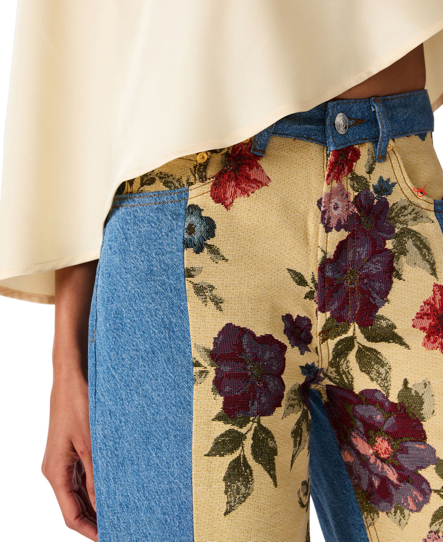 Женские джинсы Steve Madden The Sydnee Floral Non-Stretch Wide-Leg, цвет: Синий — фото 4