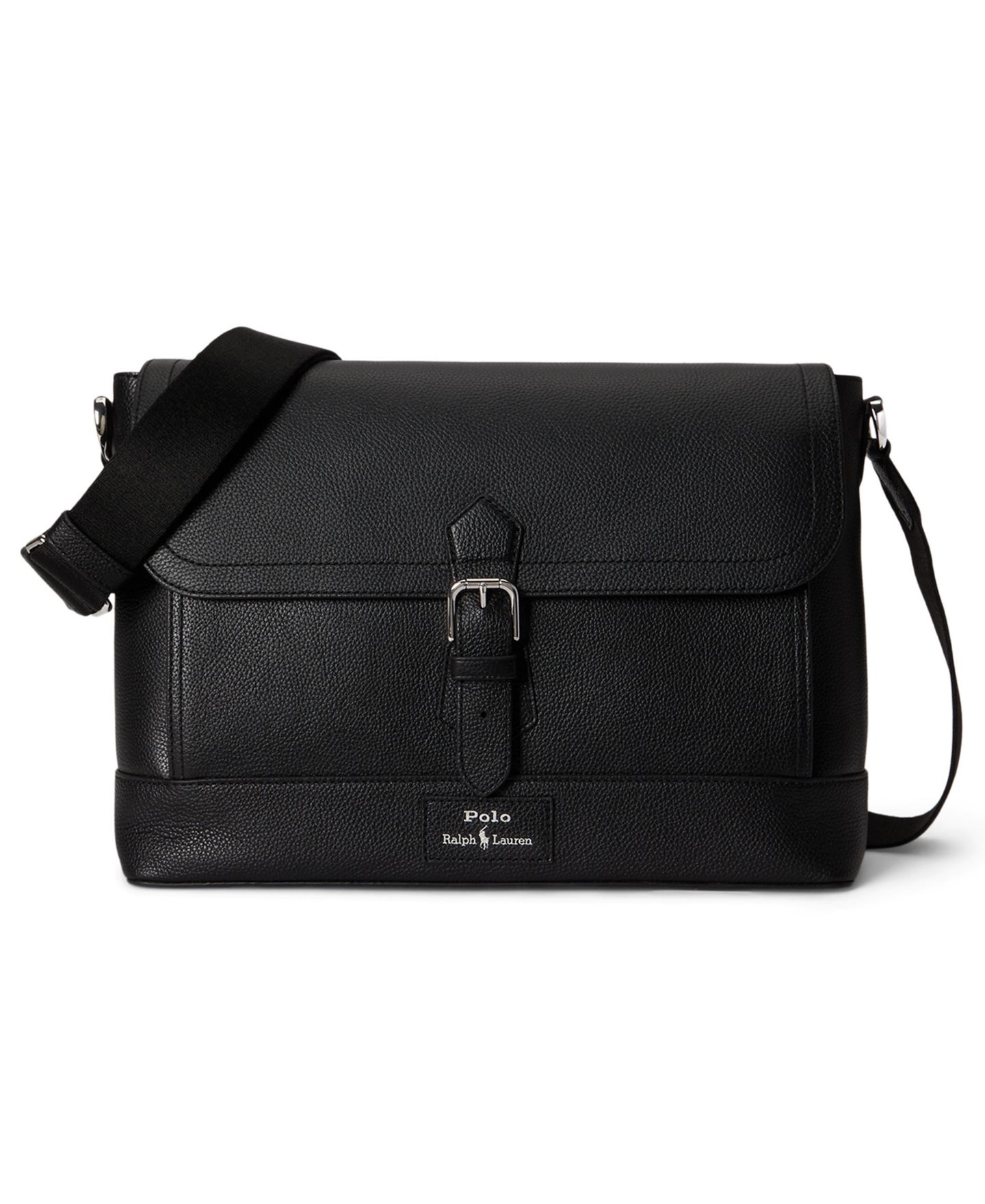 Мужская сумка Polo Ralph Lauren Pebbled Leather Messenger, цвет: Чёрный — фото 1
