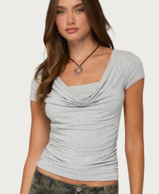 Womens Yoya Layered Cowl Neck Top