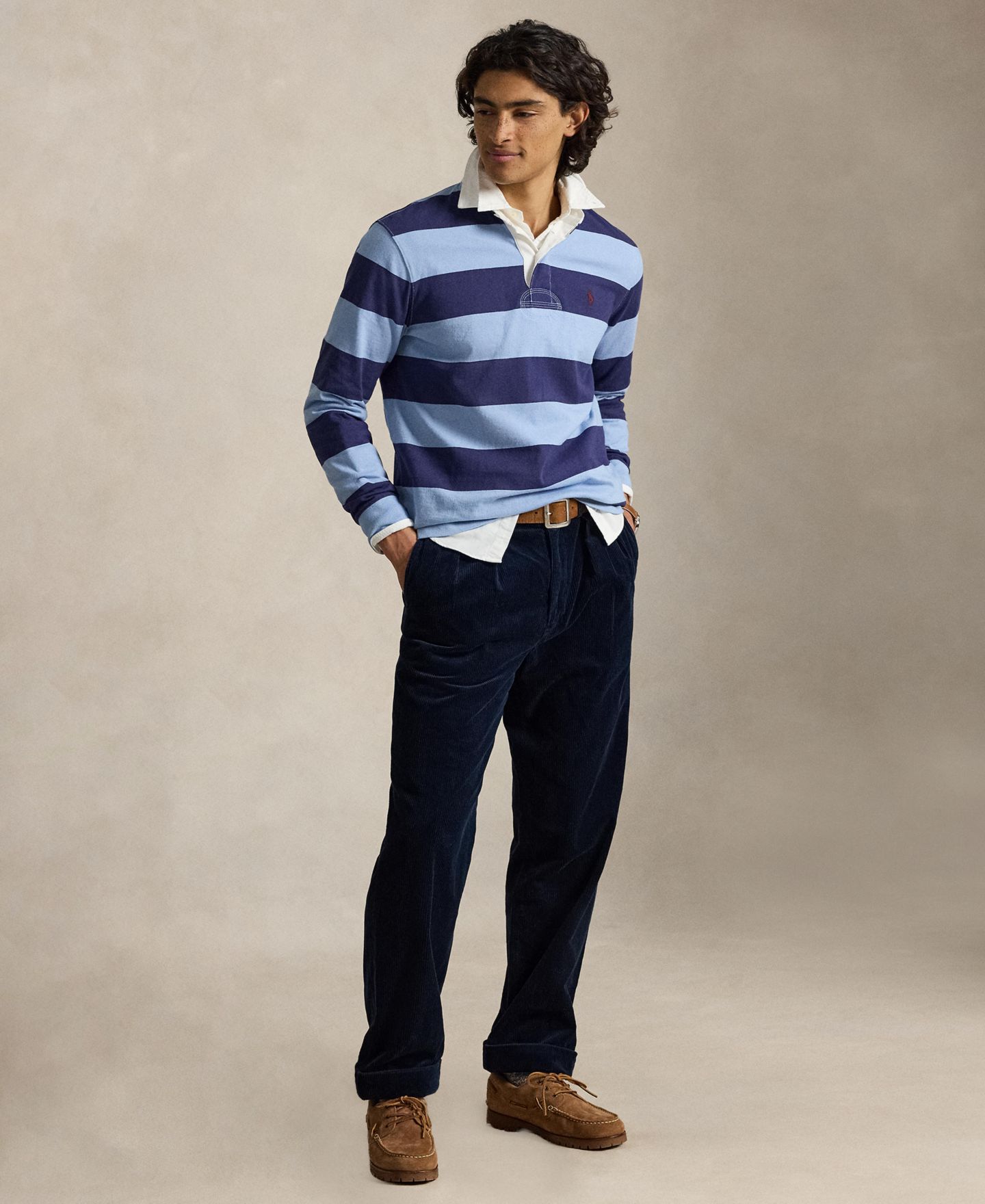 Мужское поло Polo Ralph Lauren Iconic Rugby Classic-Fit Polo Shirt, цвет: Синий / Тёмно-синий — фото 2
