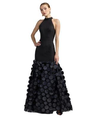 Women's Halter Rosette Ball Gown