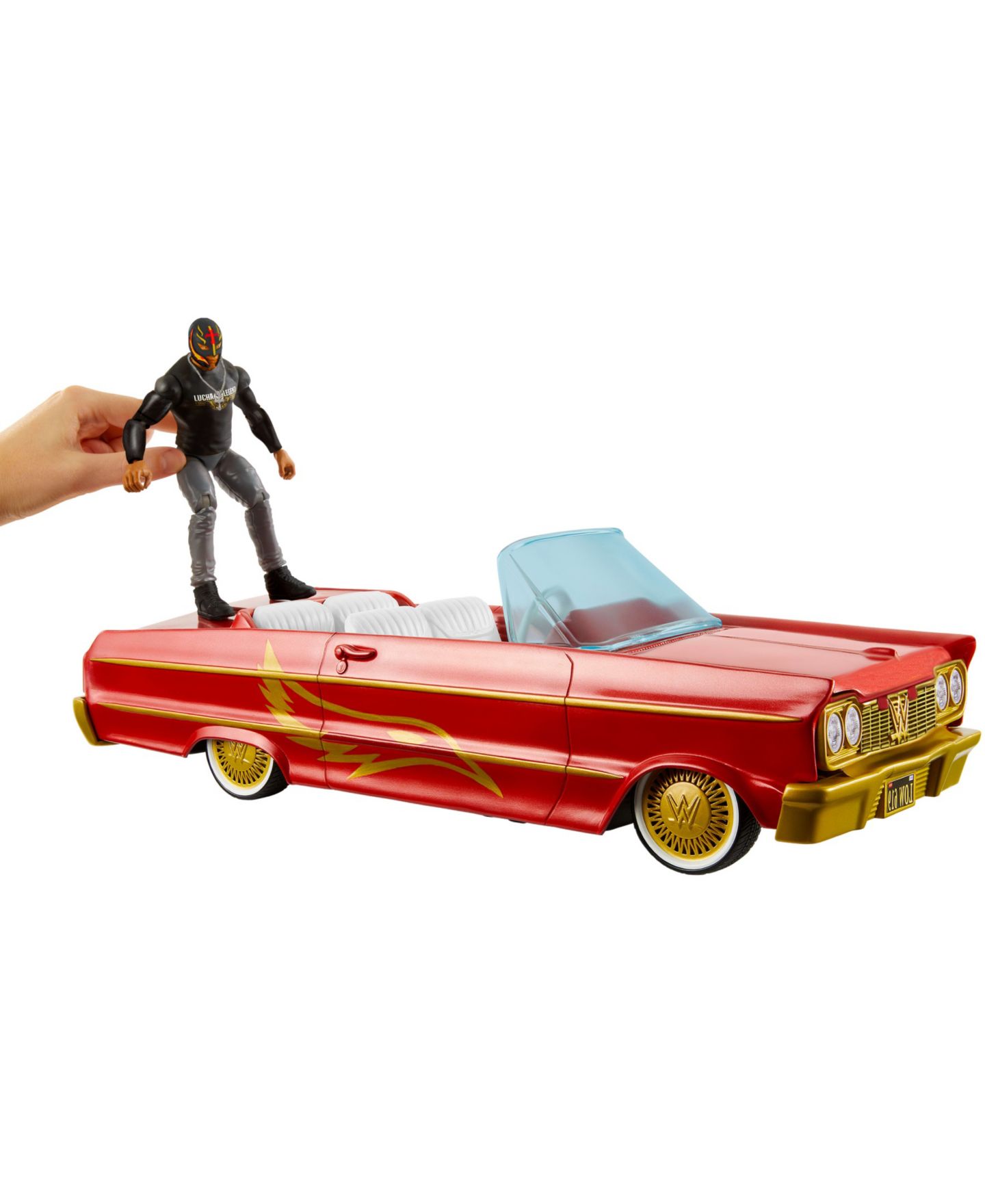 Детские фигурки WWE Rey Mysterio Main Event Lucha Low Rider Hydraulics Action Vehicle Set, Ages 6+ — фото 3