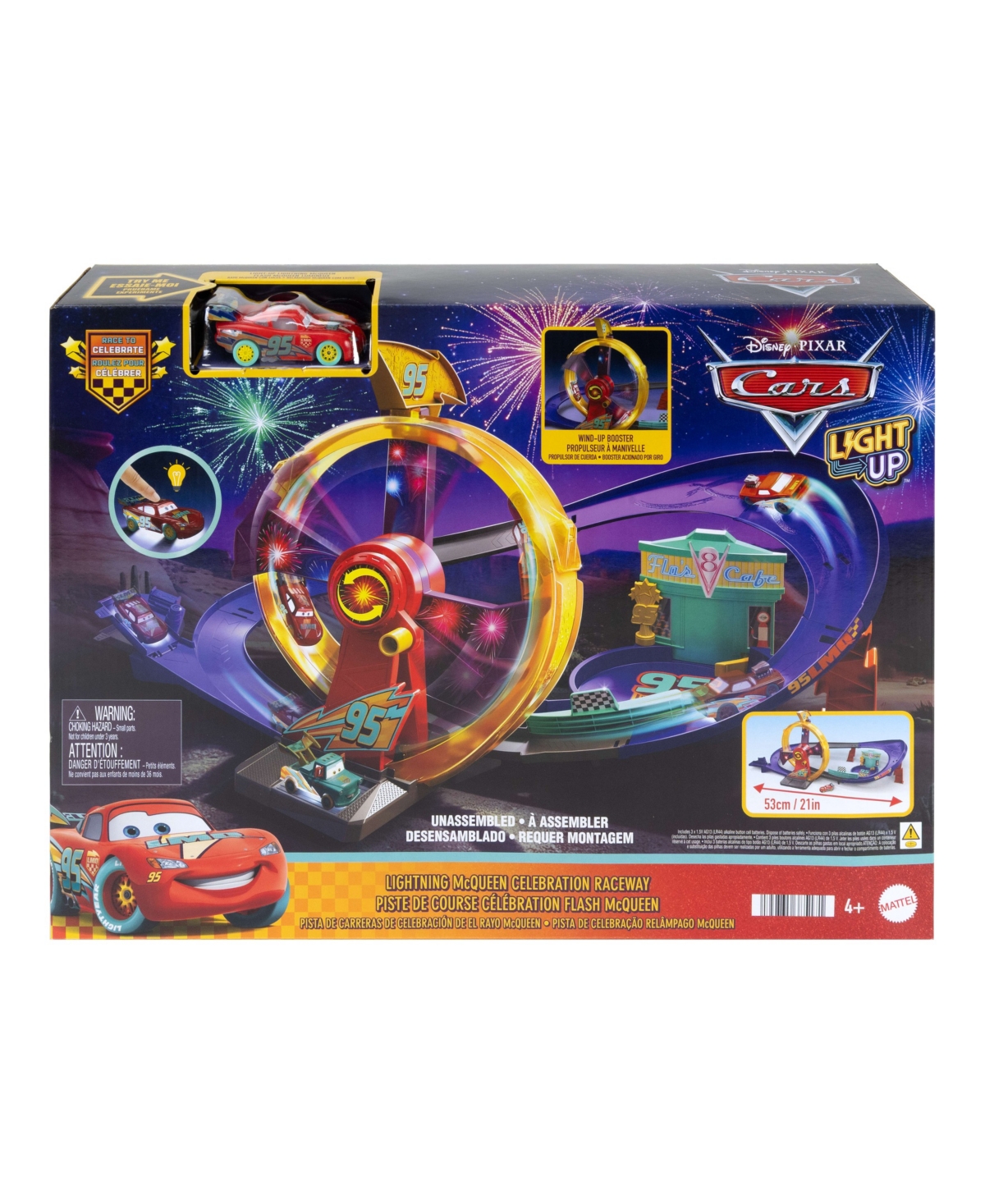 Cars Lightning McQueen Light-Up Celebration Raceway 2-Piece Playset, Ages 4+