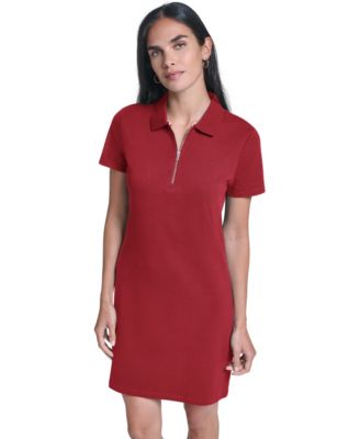 Women's Short-Sleeve Zip Polo Dress