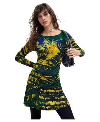 Women's M. C. Lacroix Long-Sleeve Botanical-Print Mini Dress